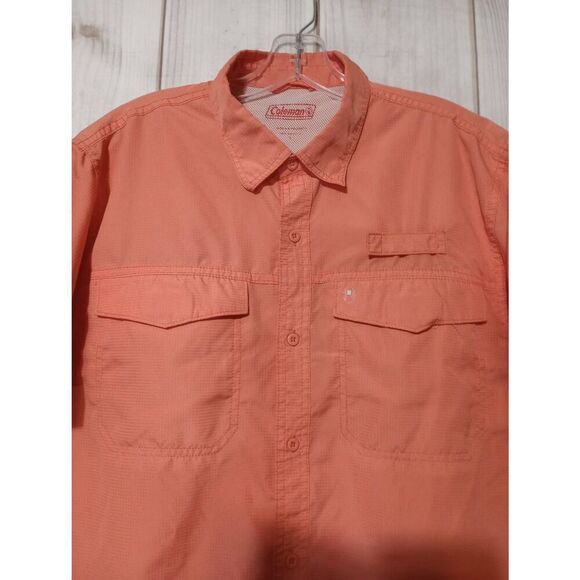 Coleman Shirt Men's Large Coral Button Front Fishing - Picture 3 of 7